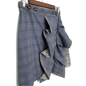 Self-Portrait‎ ruffled checked tweed plaid designer miniskirt women's 6us 10uk